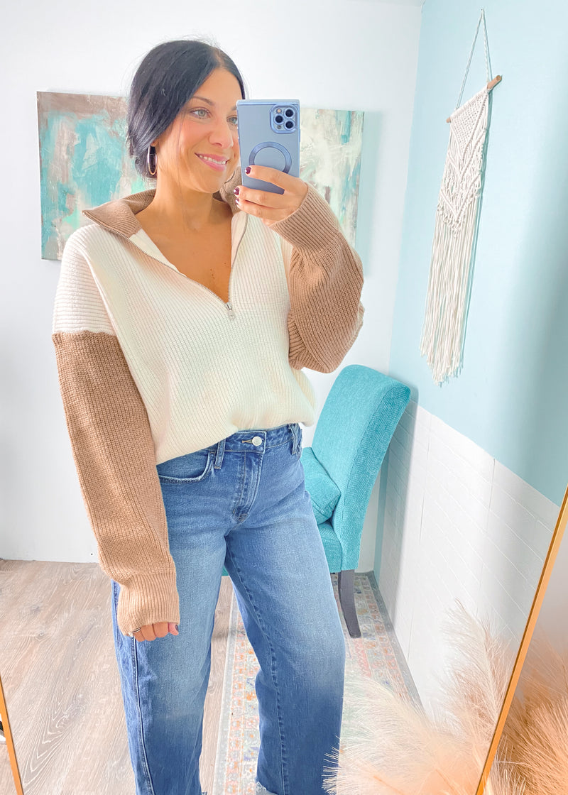 1/2 Zip Colorblock Sweater