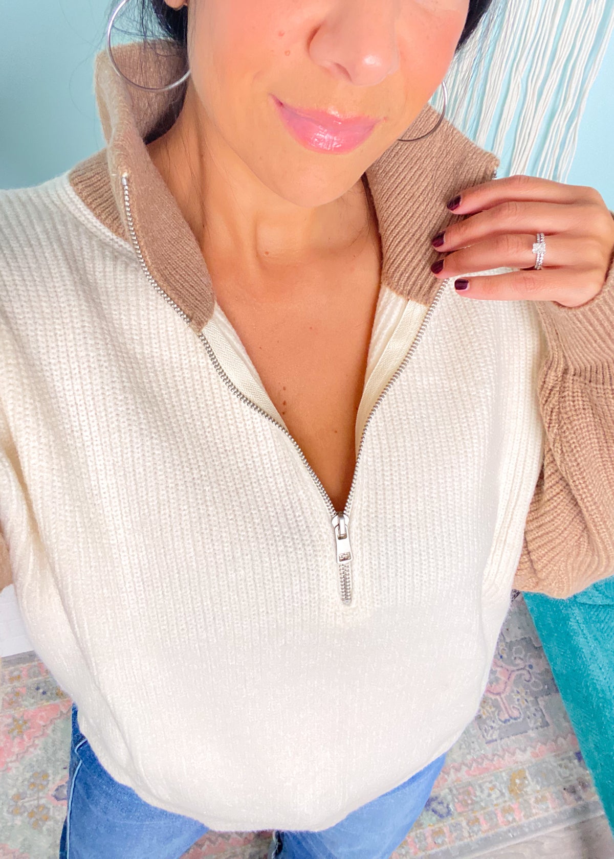 1/2 Zip Colorblock Sweater