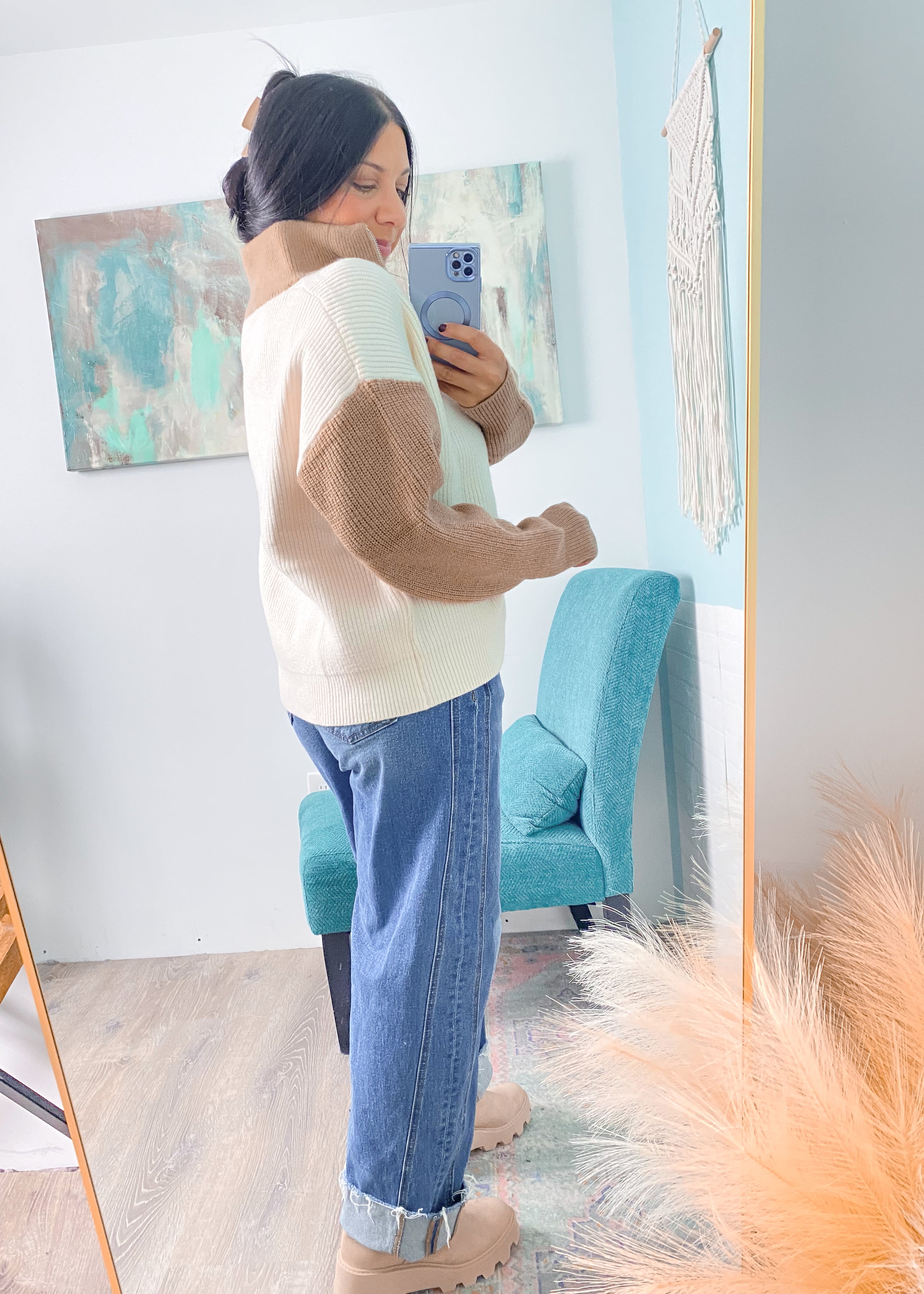 1/2 Zip Colorblock Sweater