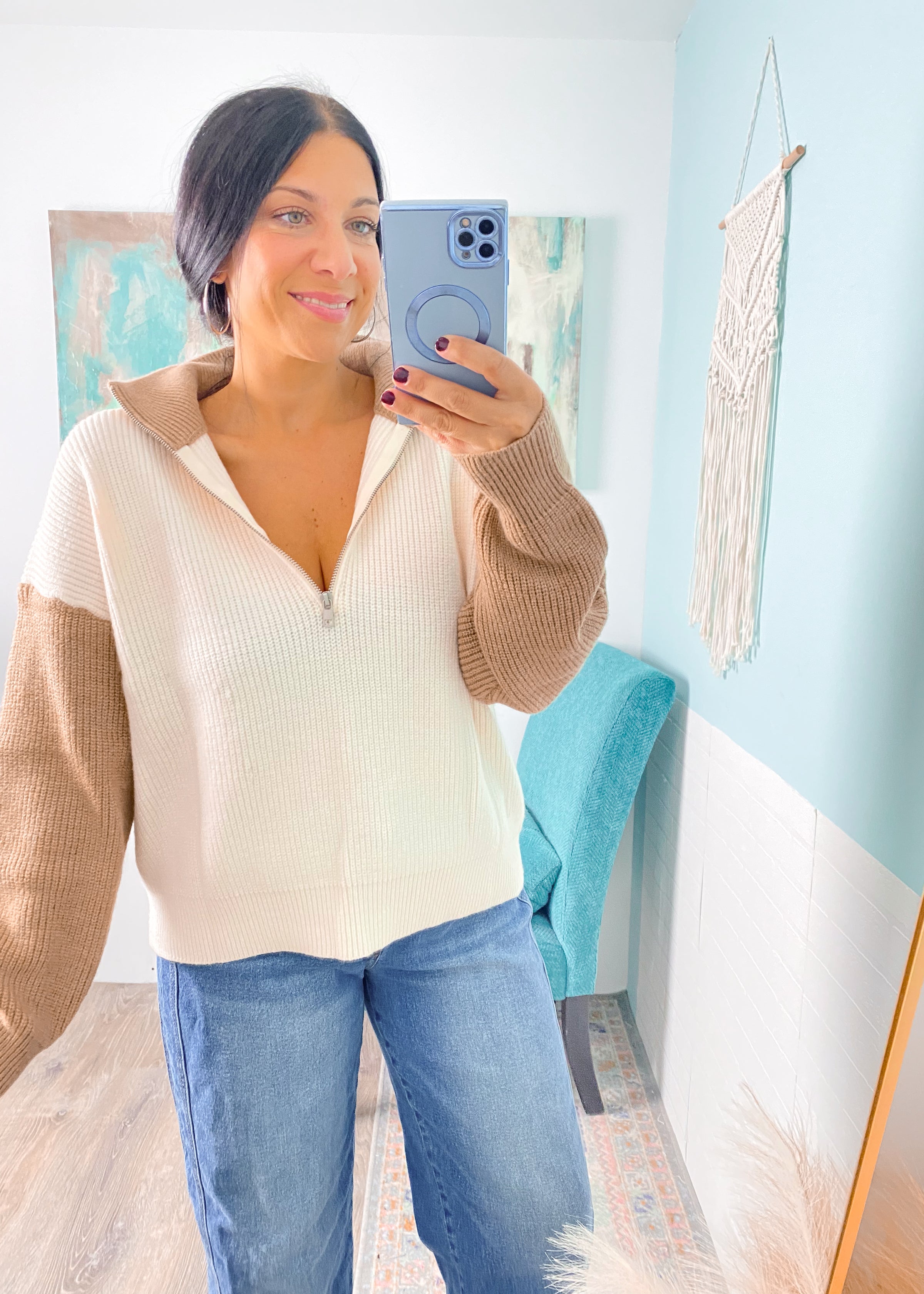 `1/2 Zip Colorblock Sweater