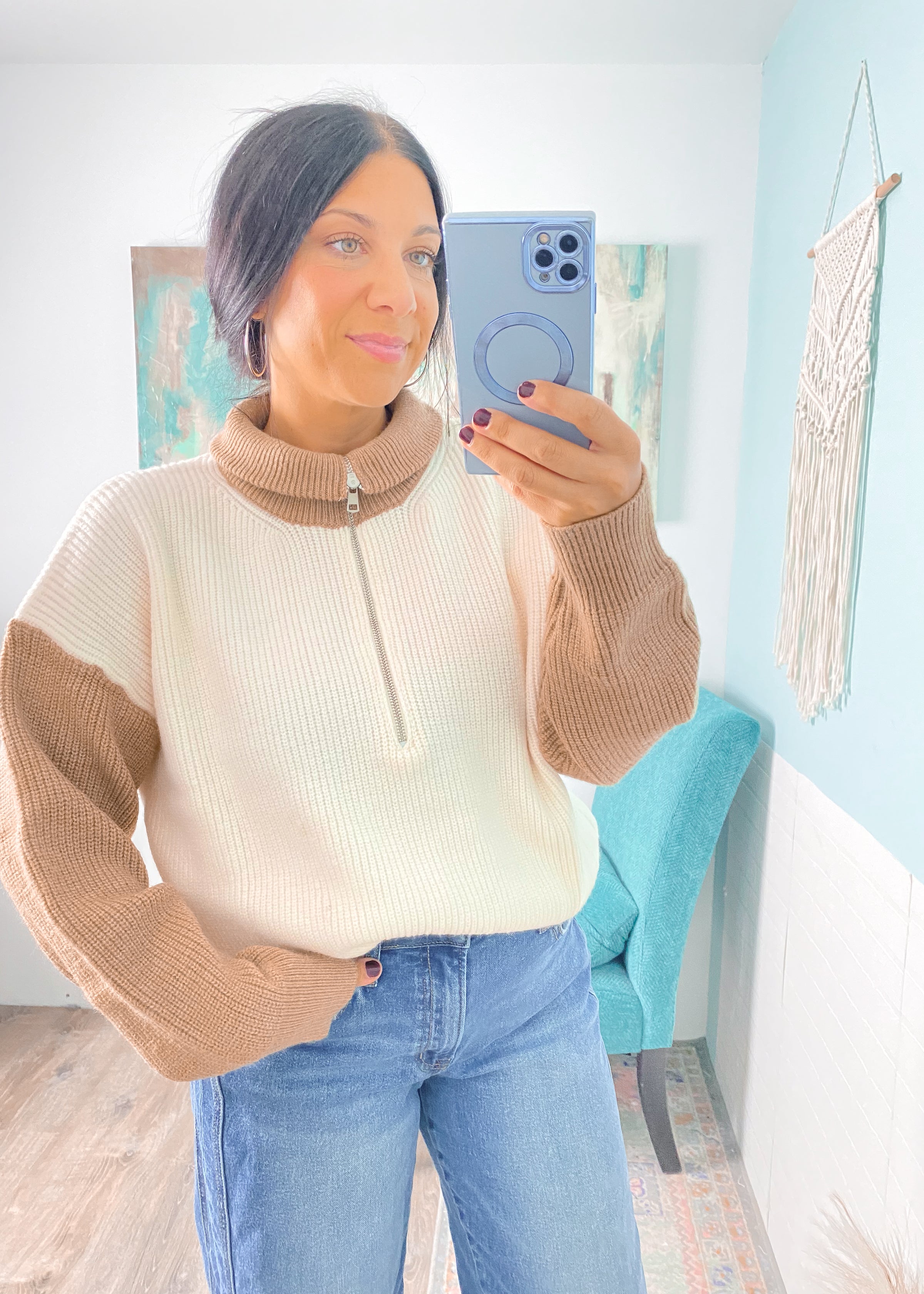 1/2 Zip Colorblock Sweater