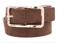 Dark Brown Microsuede Rectangle Buckle Belt