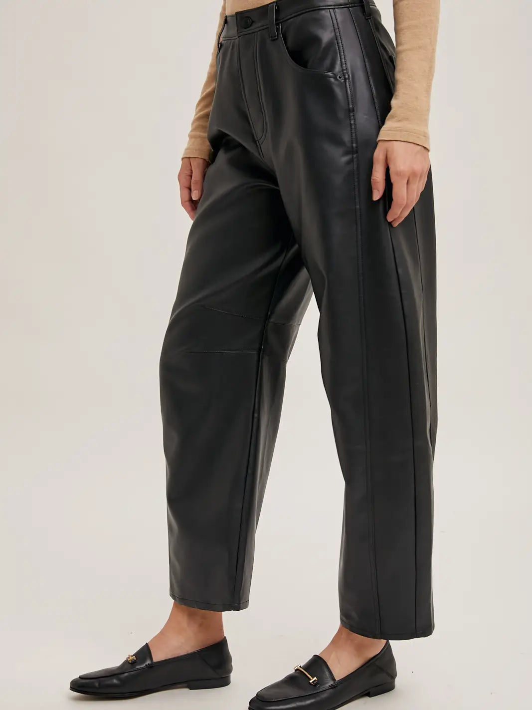 Faux Leather Barrel Pants