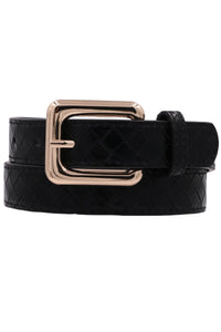 Black Weave Pattern Faux Leather Belt-Cali Moon Boutique, Plainville Connecticut