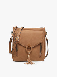 Camel Faux Suede Crossbody Bag