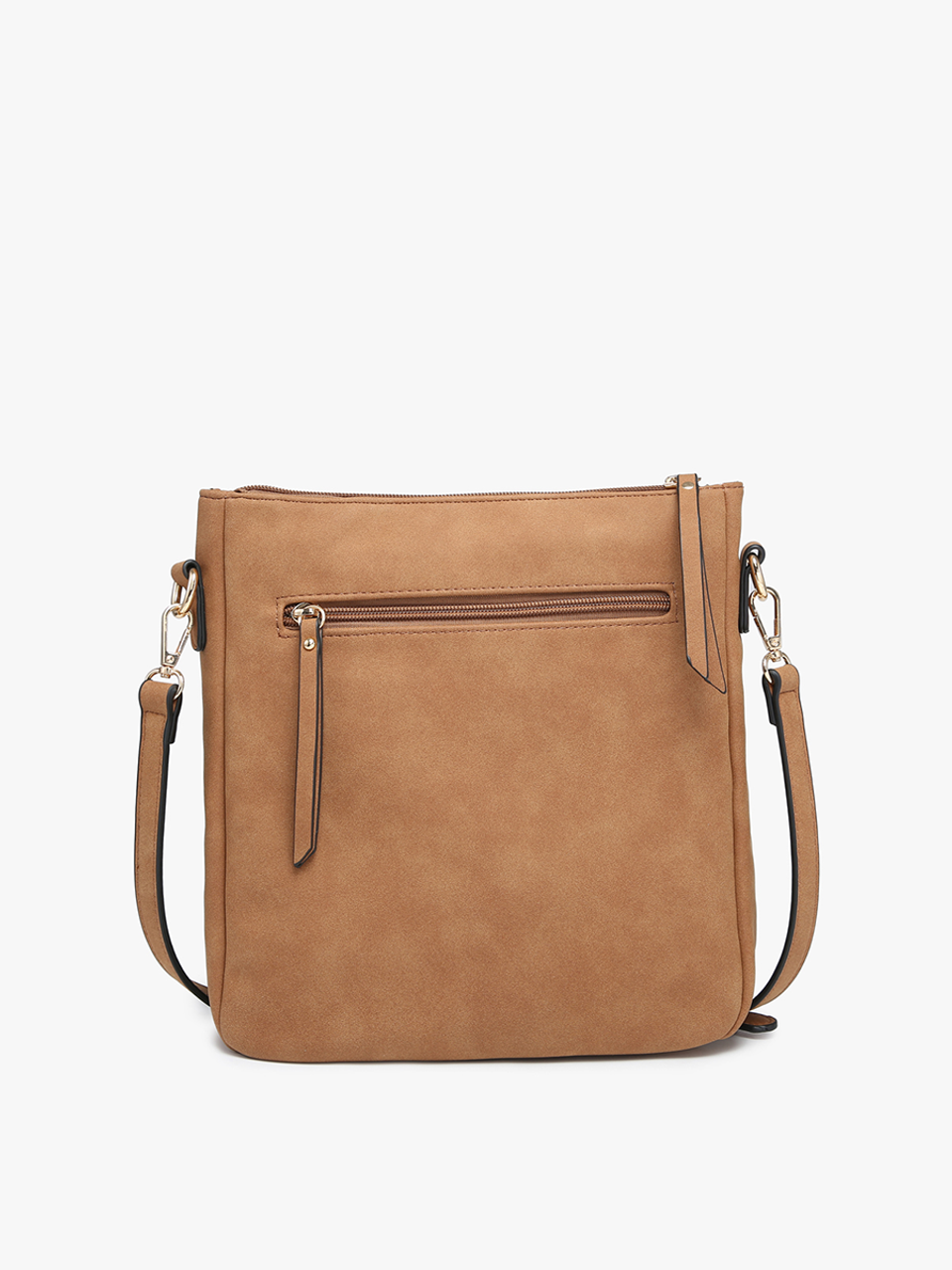 Camel Faux Suede Crossbody Bag