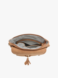 Camel Faux Suede Crossbody Bag