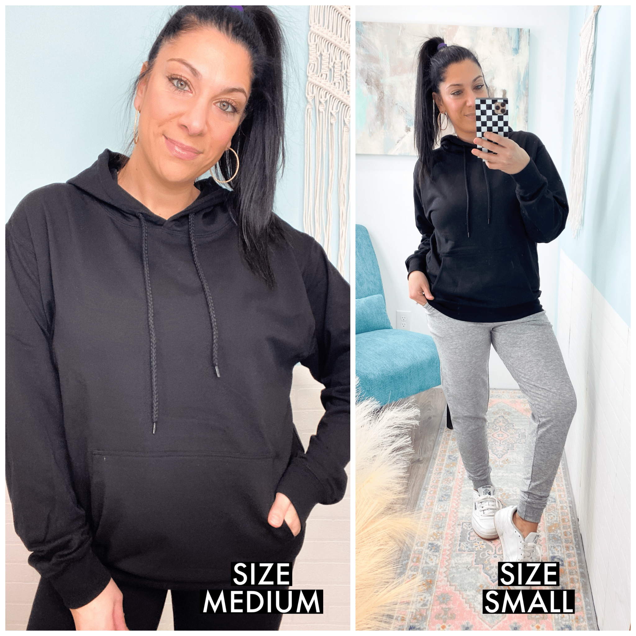 'Tavi' Black French Terry Boyfriend Fit Hoodie - Cali Moon Boutique