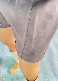  Dark Chocolate Brown Faux Suede Lace Front Studded Romper