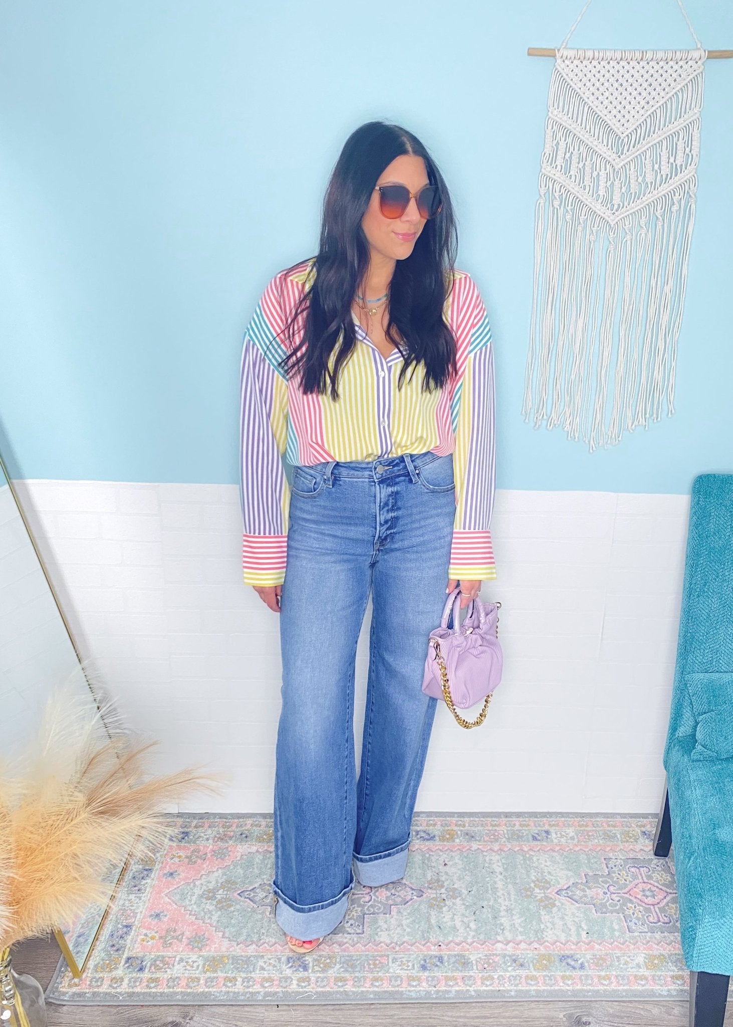 Lavender Faux Leather Accordion Mini Bag with Chain Link Strap - Cali Moon Boutique