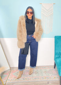 'Clean Slate' Black Ribbed Mock Neck Top