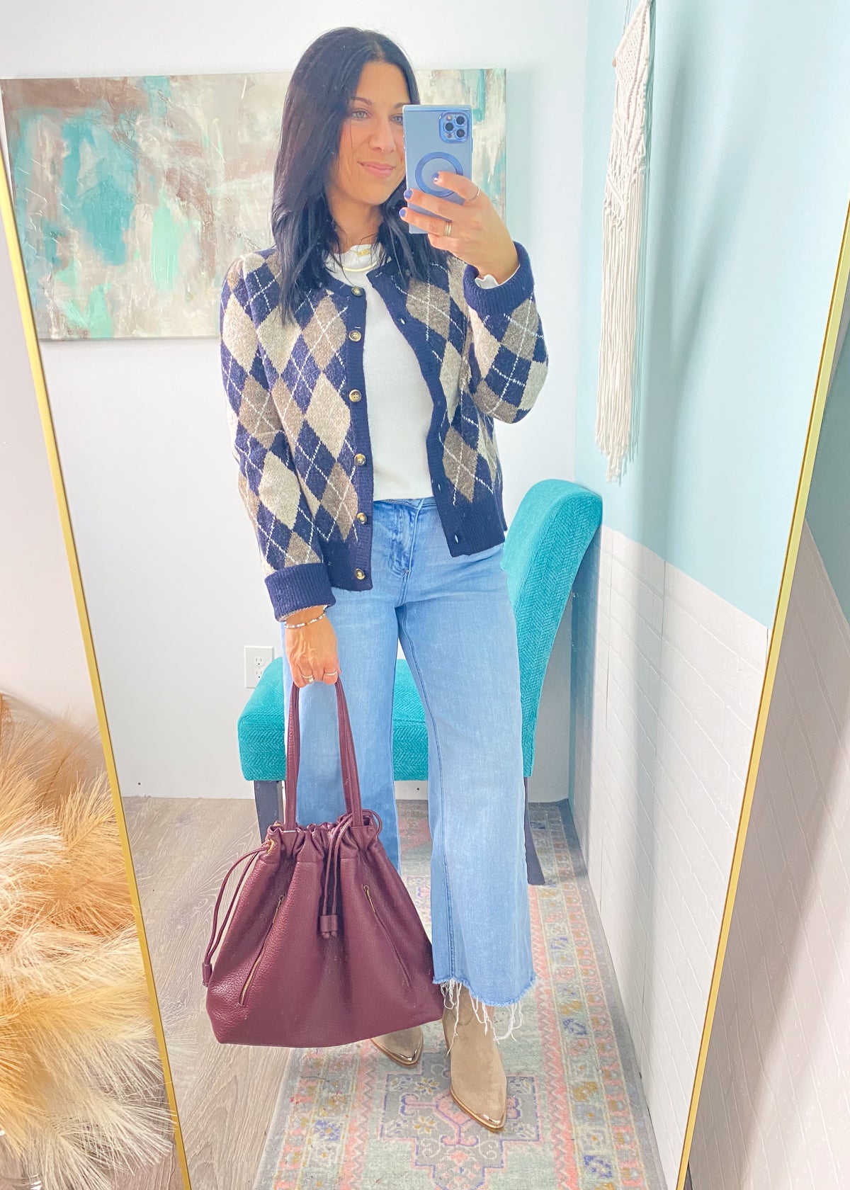 'Sunday Morning' Ivory Ruffle Trim Waffle Knit