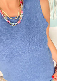 'Better Together' Dusty Blue Tank & Cropped Pants Set - Cali Moon Boutique