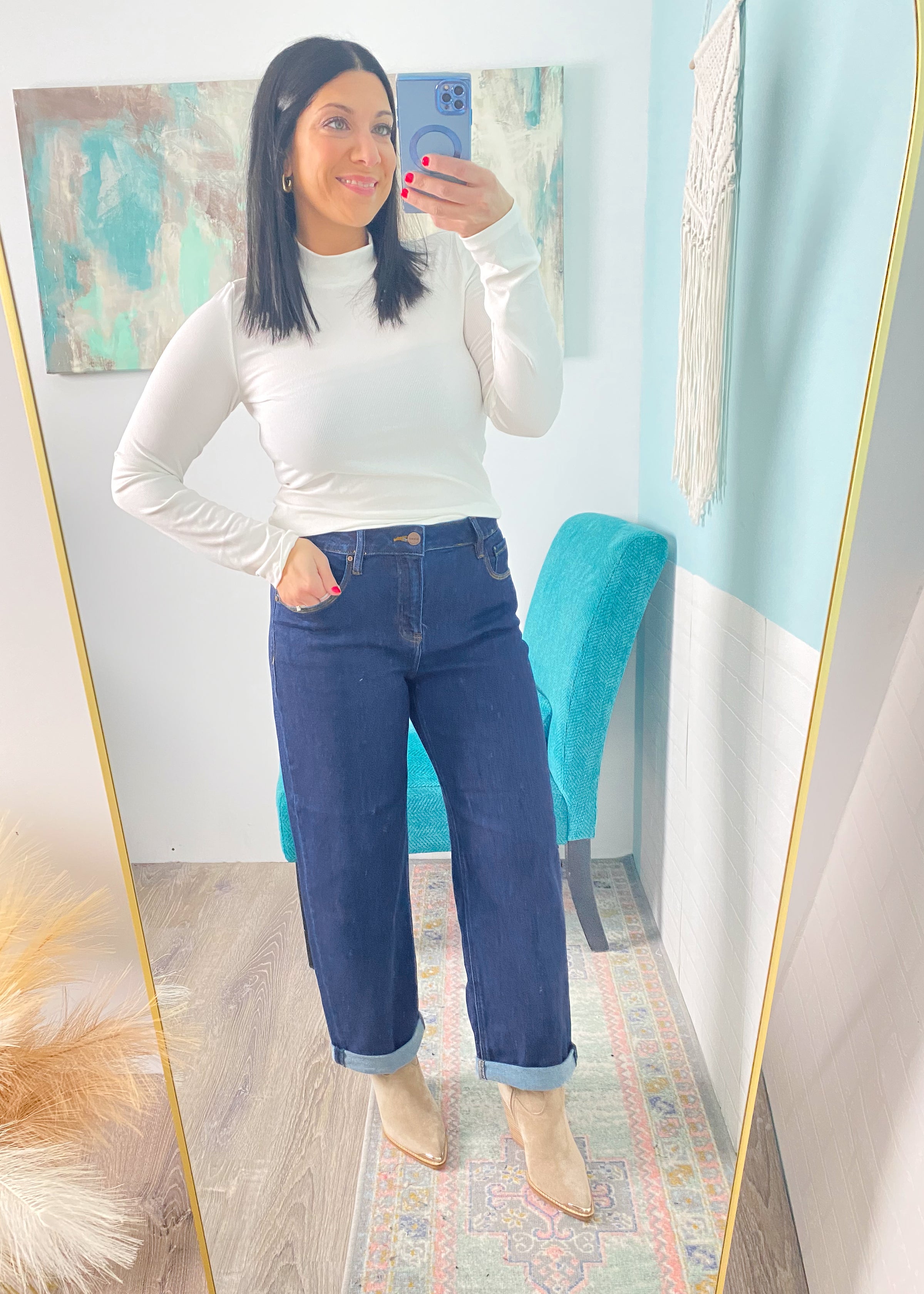 'Brit' Risen Dark Wash Boyfriend Jeans