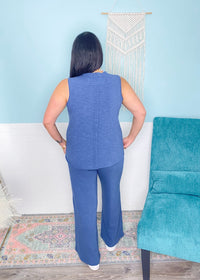'Better Together' Dusty Blue Tank & Cropped Pants Set - Cali Moon Boutique