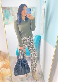 'Sunday Morning' Olive Ruffle Trim Waffle Knit