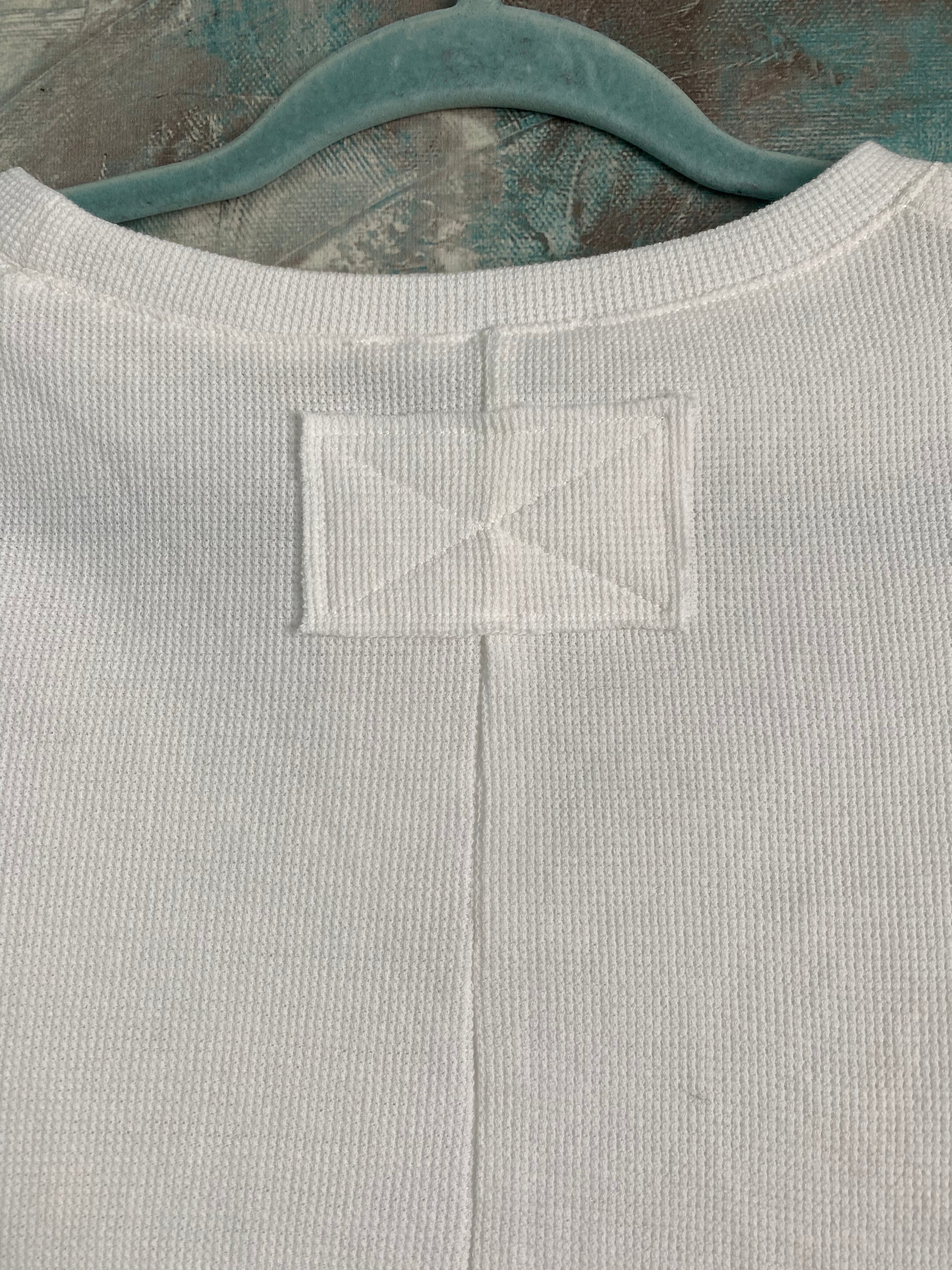 'Sunday Morning' Ivory Ruffle Trim Waffle Knit