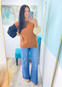 'Sugar & Spice' Rich Color Colorblock Sweater-A colorblock sweater with the perfect combination of rich, cozy colors creating an all in one Fall vibe. Perfect for a super casual day worn with sneakers or a night out styled with jeans/boots.&nbsp;-Cali Moon Boutique, Plainville Connecticut