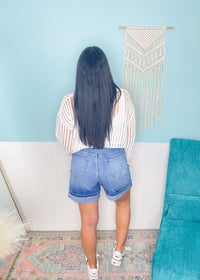 'New Heights' Super High Waist Stretch Cuffed Jean Shorts - Cali Moon Boutique