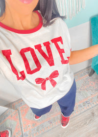 'Love + Bows' Retro Ringer Tee