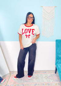 'Love + Bows' Retro Ringer Tee