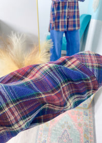 'Plaid to Meet You' Navy + Burgundy Plaid Oversized Shirt