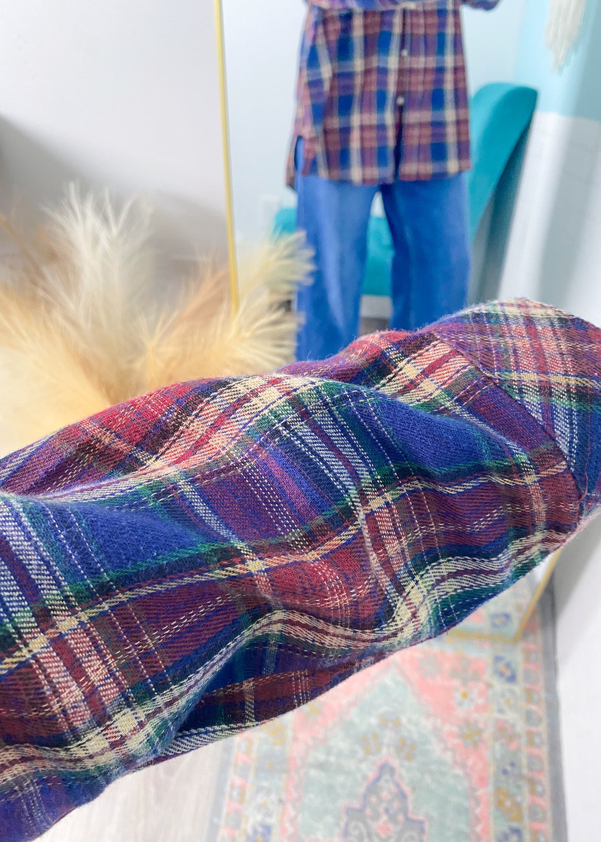 'Plaid to Meet You' Navy + Burgundy Plaid Oversized Shirt