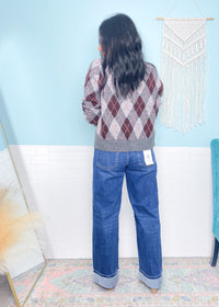 'Riley' Risen Wide Leg Cuffed Baggy Fit Jeans
