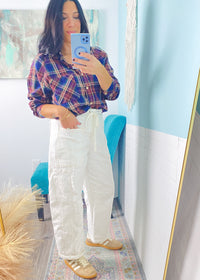 'Mina' Risen Cream Tie Front Slouchy Jeans