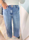 'Marcie' Risen Medium Wash Pintuck Seam High Waist Trouser Style Jeans-Pintuck seam details are trending right now and these jeans combine an elevated look with oh so much comfort and stretch! -Cali Moon Boutique, Plainville Connecticut