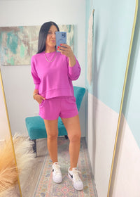 'Sylvie' Bright Mauve Ultra Soft Scuba Shorts - Cali Moon Boutique