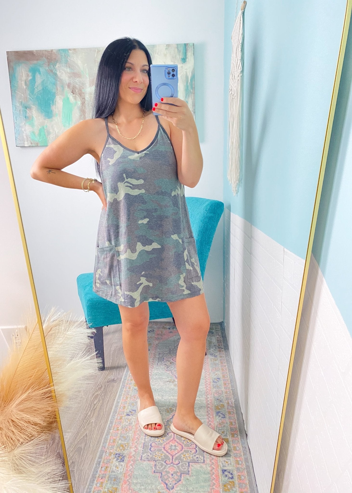 'Undercover Cutie' Camo Althleisure Dress with Built in Shorts - Cali Moon Boutique