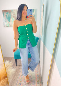 'Cabana Club' Emerald Green Strapless Stretch Knit Vest - Cali Moon Boutique