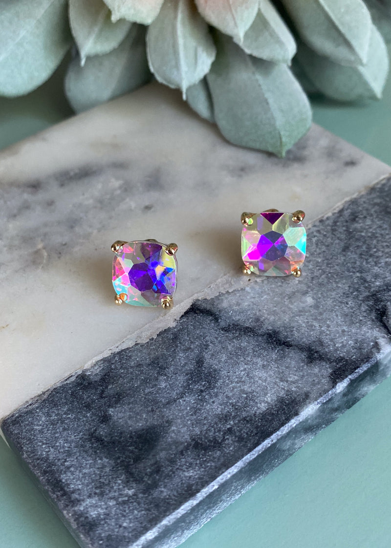 Mermaid Square Rhinestone Stud Earrings-Mermaid Square Rhinestone Stud Earrings
-Cali Moon Boutique, Plainville Connecticut