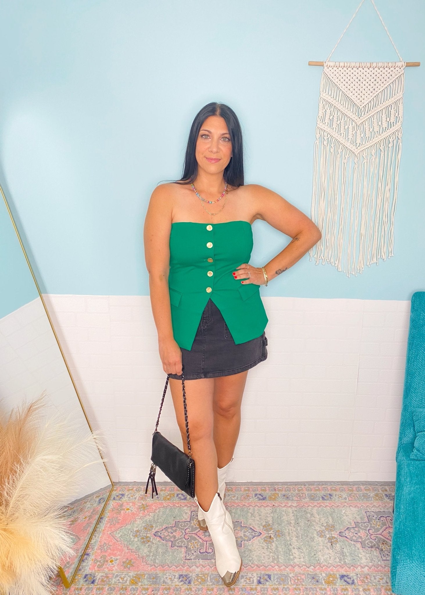 'Catalina' Vintage Washed Black Stretch Jean Skirt - Cali Moon Boutique