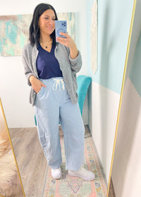 'Calm Current' Stripe Stretchy Barrel Pants