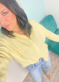'Everyday Luxe' Butter Yellow Rolled Neck Soft Cardigan