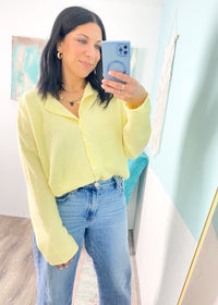 'Everyday Luxe' Butter Yellow Rolled Neck Soft Cardigan