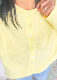 'Everyday Luxe' Butter Yellow Rolled Neck Soft Cardigan