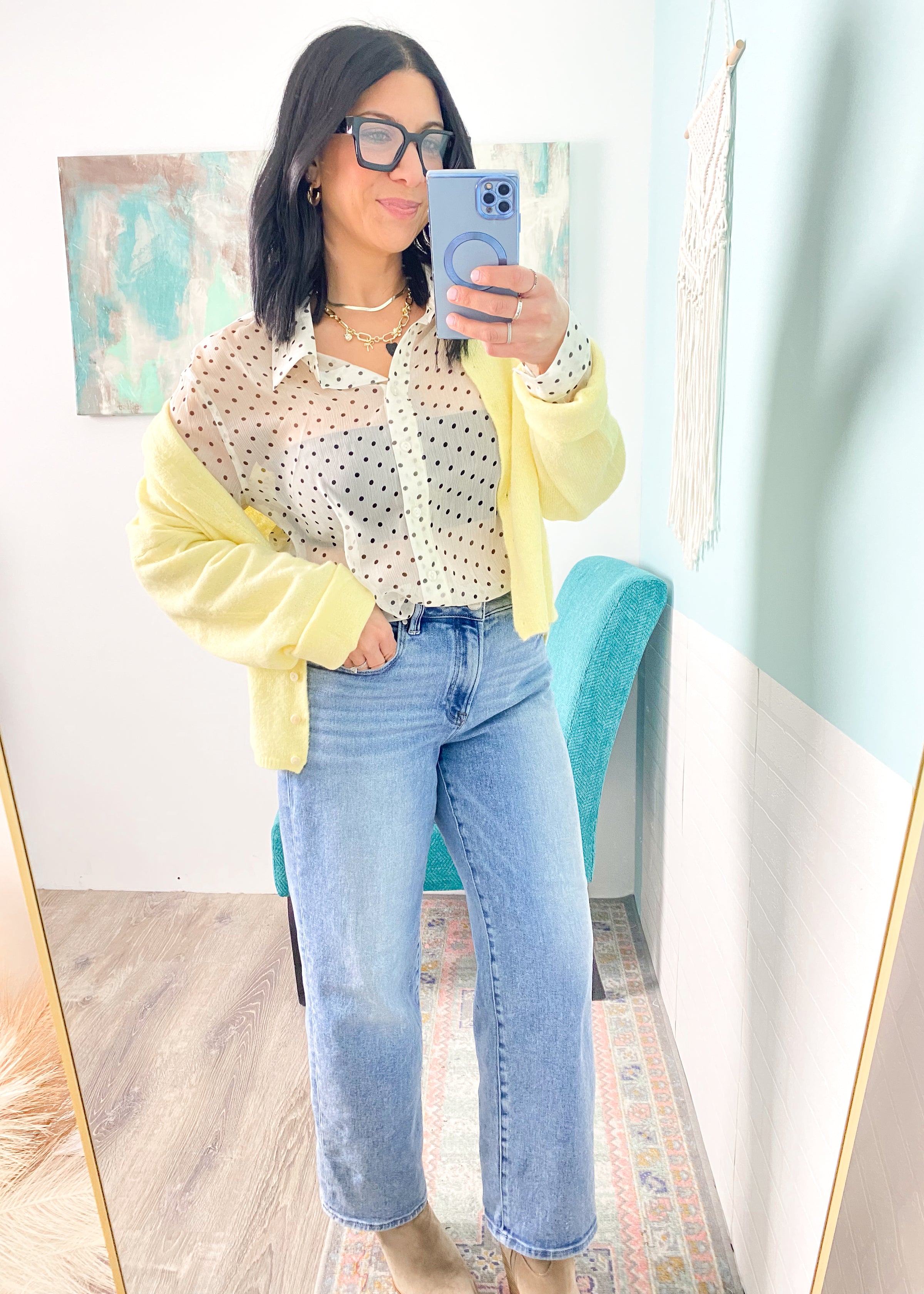 'Sheer Attitude' Polka Dot Blouse