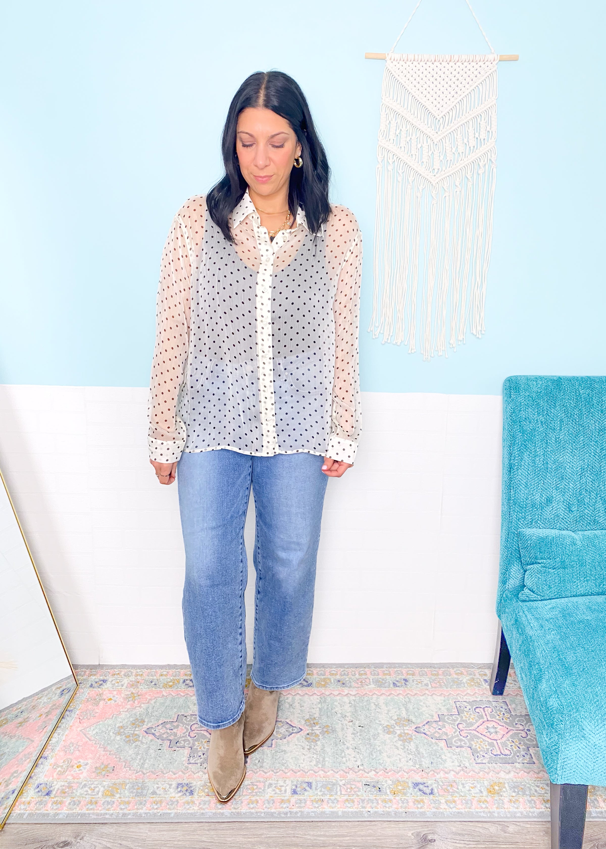 'Sheer Attitude' Polka Dot Blouse