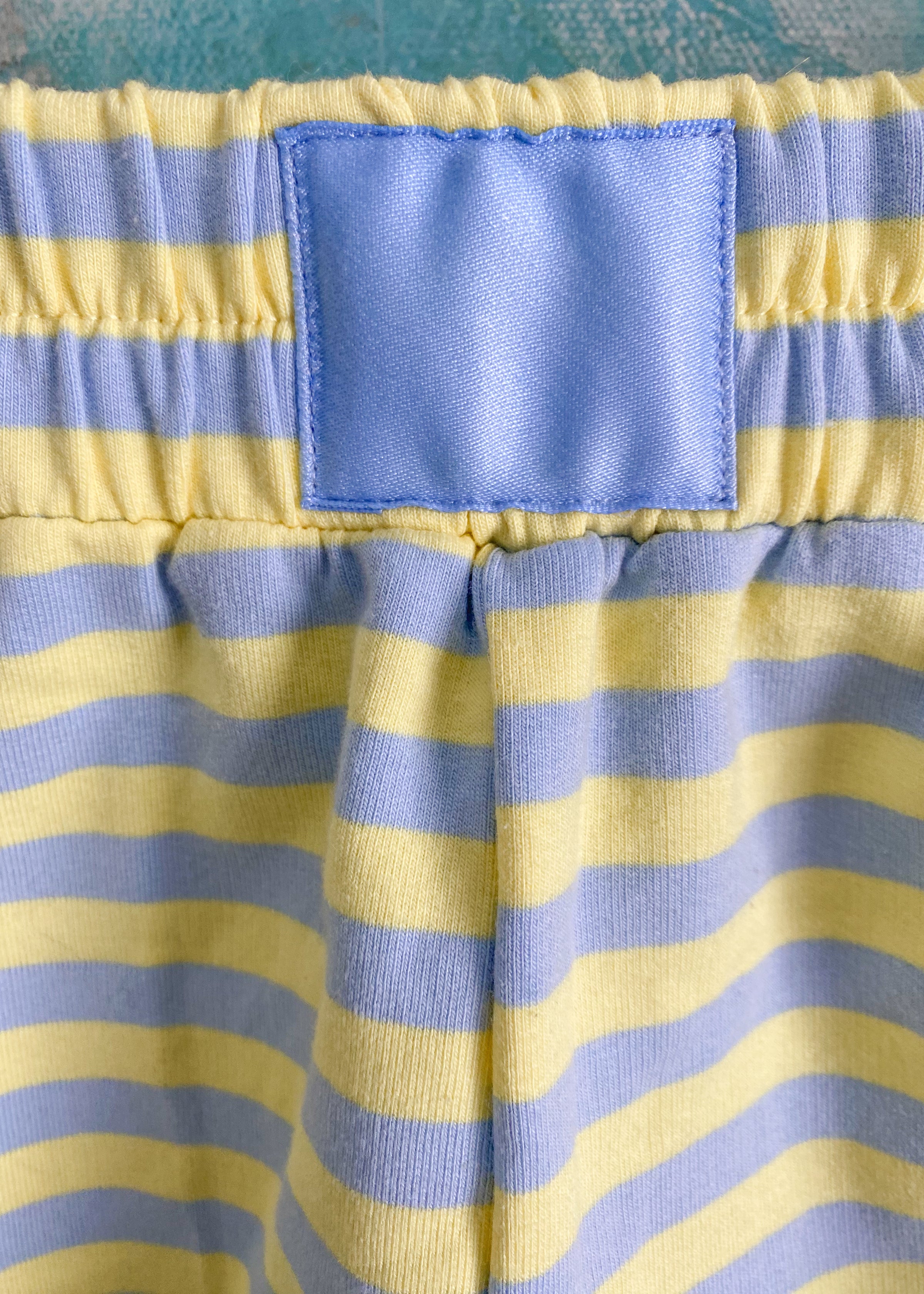 'Sun Shower' Lemon + Blue Stripe Shorts