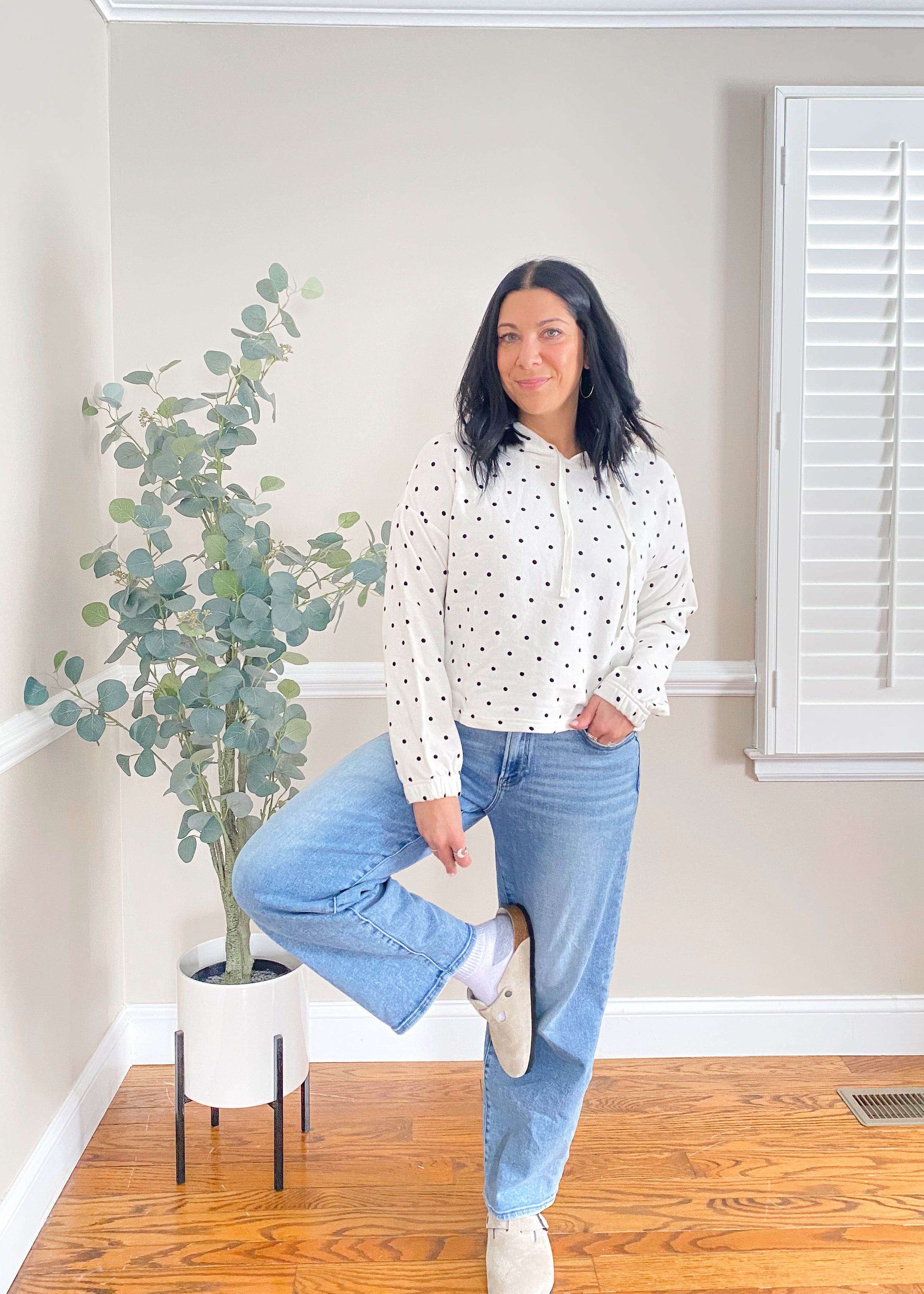 'Been Spotted' Semi Crop Polka Dot Hoodie