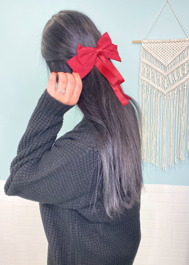 Ribbon Bowtie Hair Barrettes (Black and Red)-Ribbon Bowtie Hair Barrettes (Black and Red)-Cali Moon Boutique, Plainville Connecticut