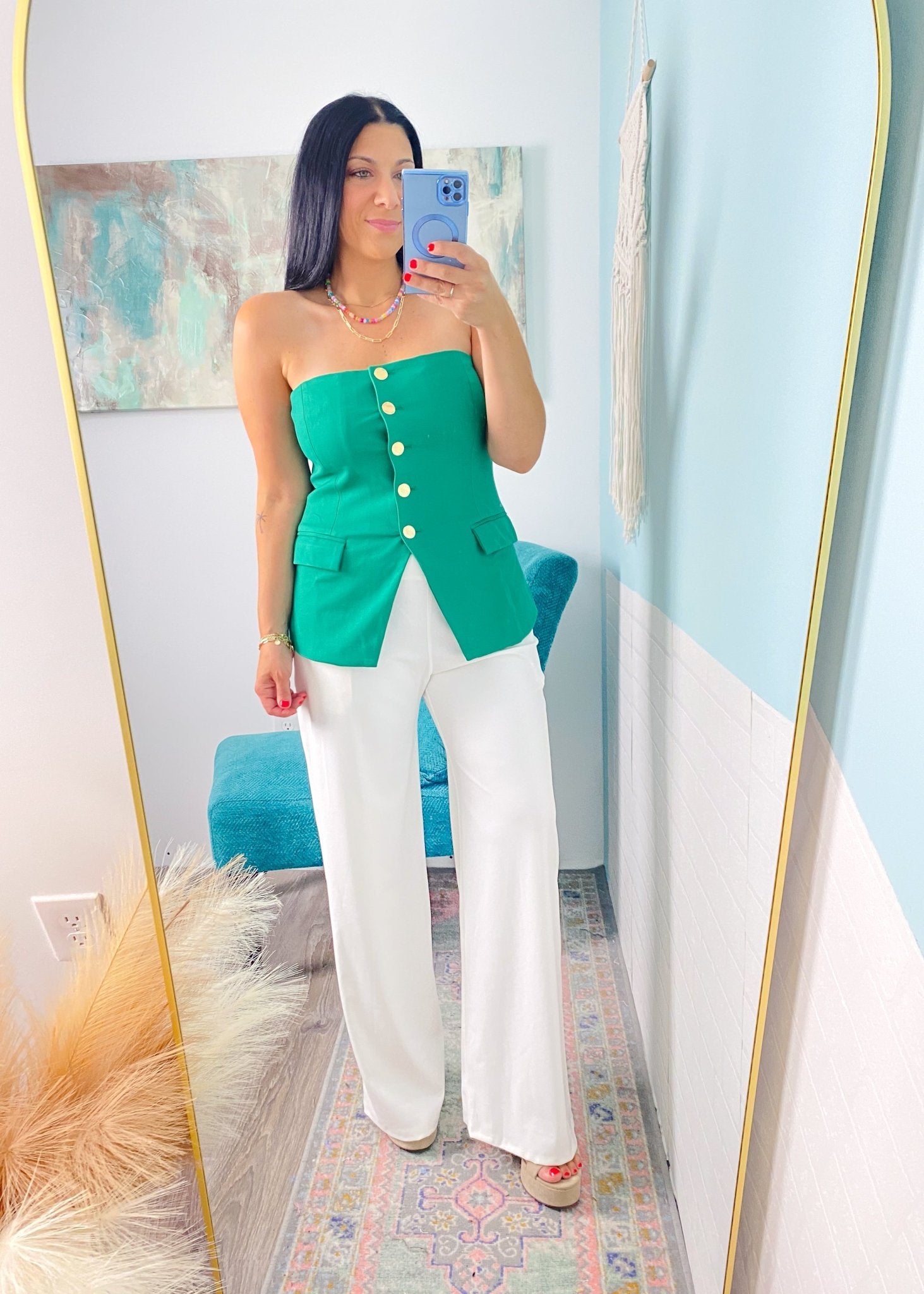 'The Drift' White Wide Leg High Waist Stretch Pants - Cali Moon Boutique
