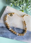 5MM Gold Two Tone Solid & Rhinestone Bead Adjustable Bracelet-A little bling, a little basic! This two tone beaded adjustable bracelet has the best of both worlds. The rhinestone filled beads give off tons of shine.-Cali Moon Boutique, Plainville Connecticut