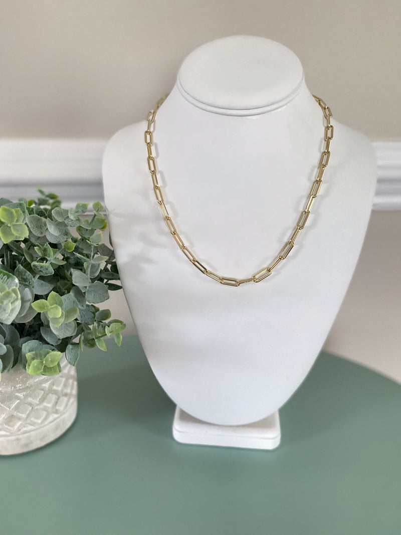 The Leo Paperclip Necklace-A dainty version of the popular paperclip style! An everyday staple to wear alone and layered.-Cali Moon Boutique, Plainville Connecticut