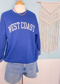 'West Coast' Vintage Heather Royal Ultra Cozy Sweatshirt - Cali Moon Boutique