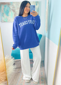 'East Coast' Vintage Heather Royal Ultra Cozy Sweatshirt - Cali Moon Boutique