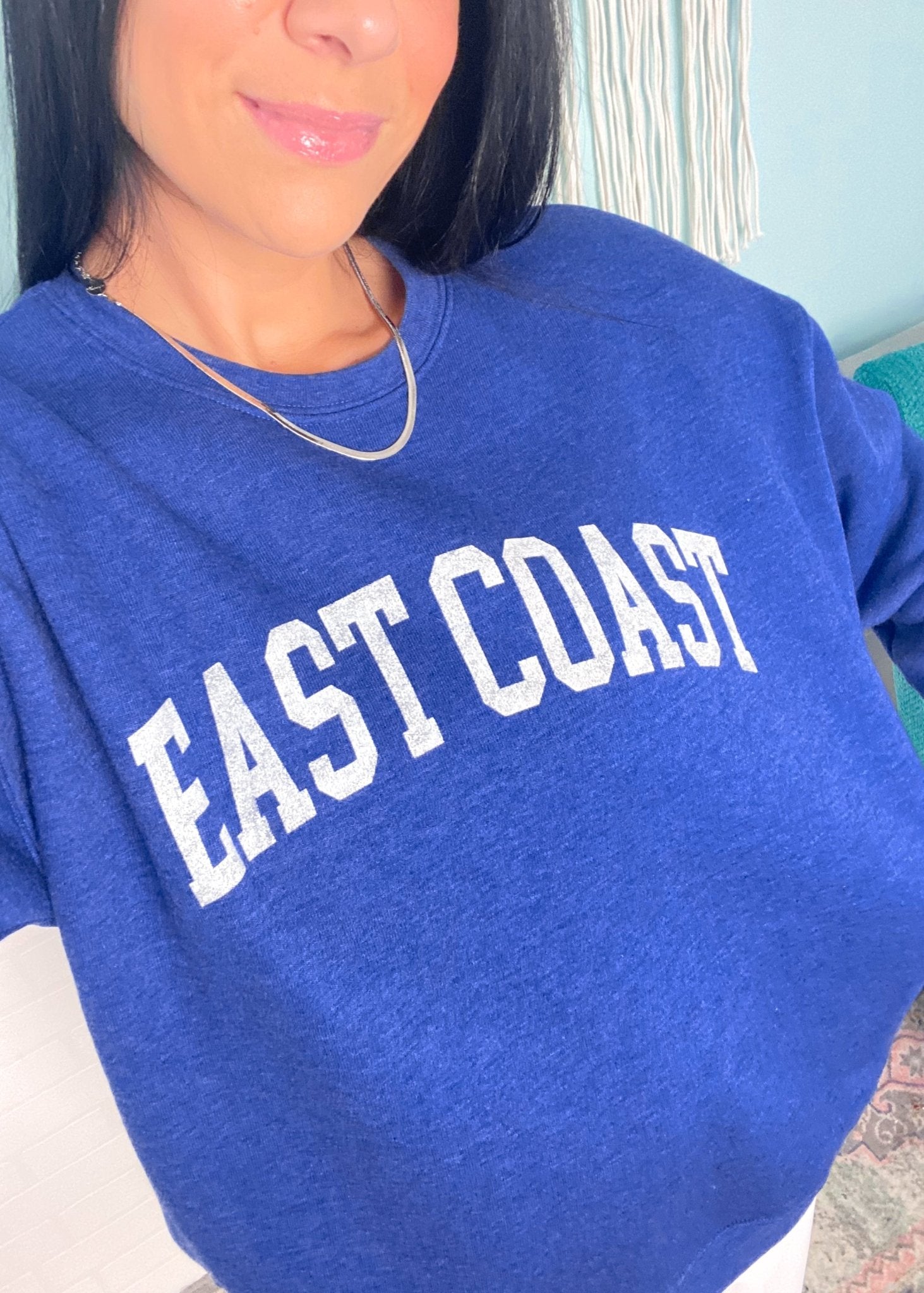 'East Coast' Vintage Heather Royal Ultra Cozy Sweatshirt - Cali Moon Boutique